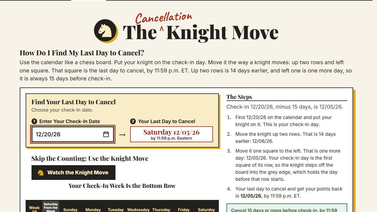 The Cancellation Knight Move calendar